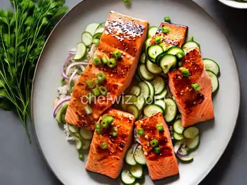 Miso-Marinated Salmon with Cucumber-Daikon Relish