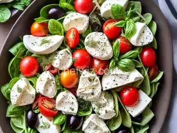 Mixed-Herbs Salad With Olives, Tomatoes, and Fresh Mozzarella Recipe