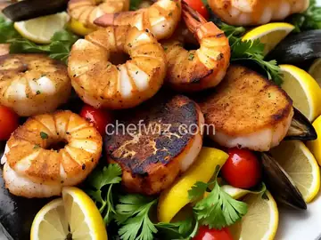 Mixed Seafood Grill with Paprika-Lemon Dressing