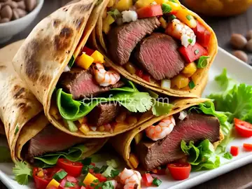 Monster steak and shrimp burritos