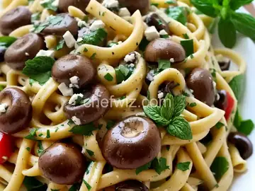 Mushroom Mint Pasta Salad