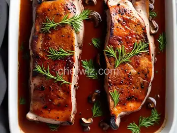 Mushroom-Stuffed Pork Chops with Vermouth Sauce