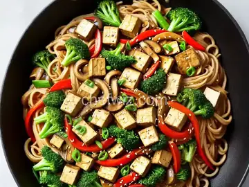 Mushroom, Tofu, and Noodle Stir-Fry
