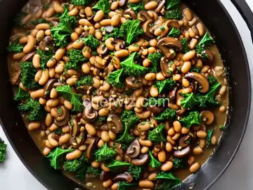 Mushroom and Kale Stir-Fry over Navy Beans
