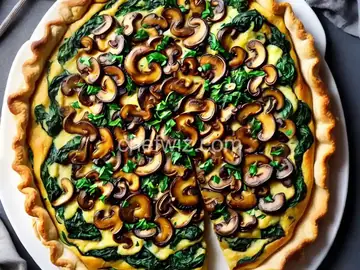 Mushroom and Spinach Tart with Cracker Crust