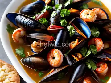 Mussels, Clams and Shrimp in Spicy Broth