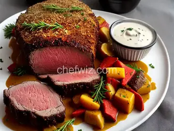 Mustard-Crusted Boneless Prime Rib Roast with Cream Sauce
