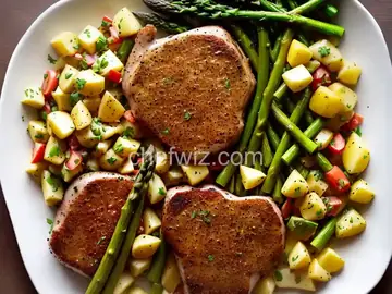 Mustard-Crusted Pork Chops with Asparagus-Potato Salad