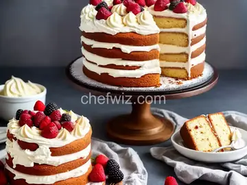 Naked Vanilla Cake with Mascarpone and Berries