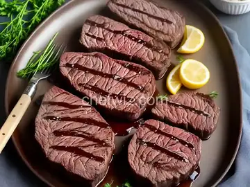 New York Steaks with a Vanilla and Cherry Sauce