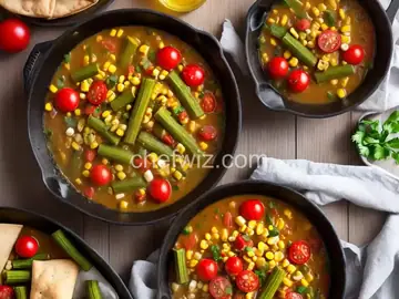 Okra, Corn and Tomatoes