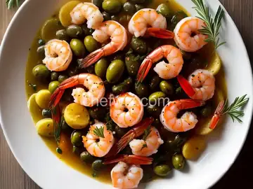 Olive-Oil-Poached Shrimp with Winter Pistou