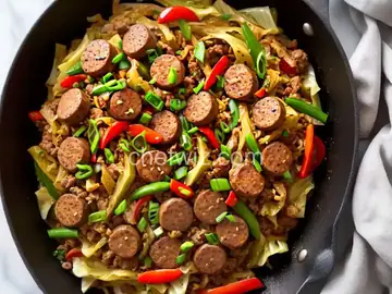 One-Skillet Hot Sausage and Cabbage Stir-Fry with Chives