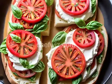 Open-Faced Tomato, Mozzarella and Basil Sandwich