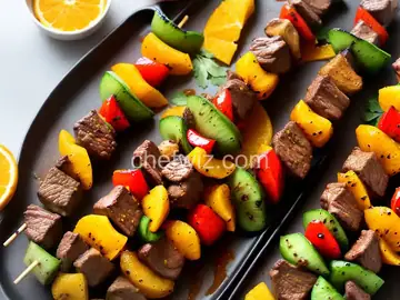 Orange Beef Kabobs with Grilled Fruit