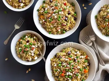 Orange Orzo Salad with Almonds, Feta and Olives