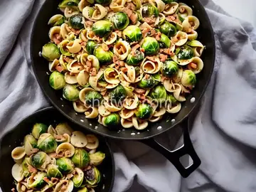 Orecchiette Carbonara with Charred Brussels Sprouts