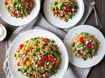 Orzo Salad with Feta, Olives and Bell Peppers