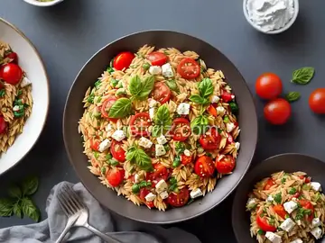 Orzo and Tomato Salad with Feta Cheese