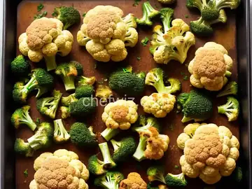 Oven-Roasted Cauliflower, Brussels, and Broccoli