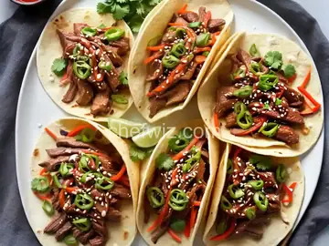 Pak Bulgogi (Korean BBQ Chicken) Tacos with Spicy Slaw and Sriracha Aioli
