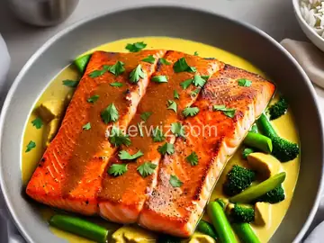 Pan-Fried Salmon in Curry Cream Sauce
