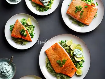 Pan-Fried Salmon with Green Goddess Tzatziki