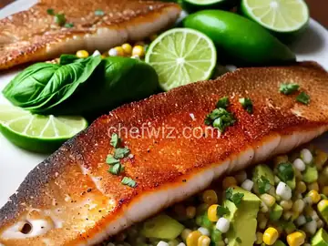 Pan-Fried Whitefish With Corn, Avocado, Lime and Basil Relish Recipe