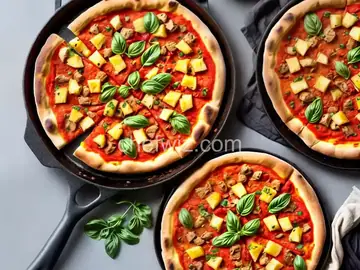 Pan Pizza with Chicken and Pineapple