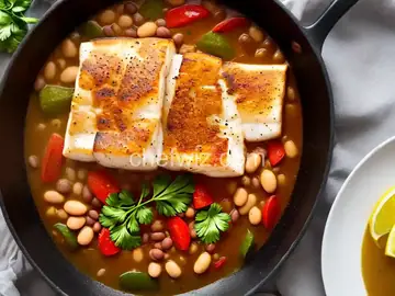 Pan-Roasted Halibut with Herbed Corona Beans