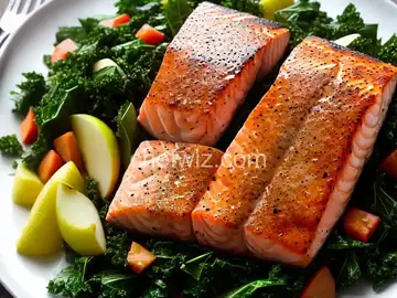 Pan-Seared Salmon with Kale and Apple Salad