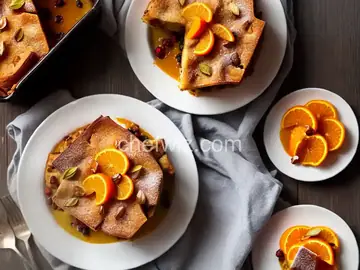 Panettone Bread Pudding with Spiced Orange Sauce