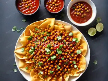 Papri Chaat (Indian Street Snack With Potato, Chickpeas, and Chutneys)