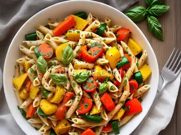 Pasta Primavera with Carrots, Bell Peppers and Squash