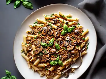 Pasta With Lentils and Mushrooms