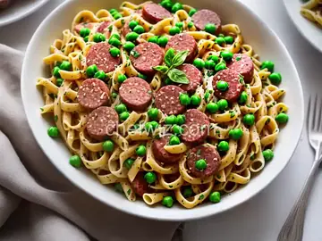 Pasta with Salami and Peas