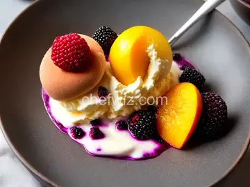 Peach Sorbet With Crushed Blackberries