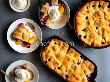 Peach and Berry Cobbler with Cinnamon Cream