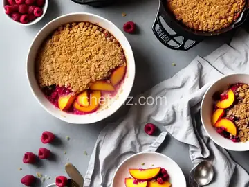 Peach and Raspberry Crumble