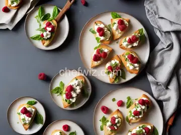 Pear, Raspberry and Goat Cheese Crostini