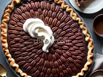 Pecan and Chocolate Tart with Bourbon Whipped Crème Fraîche