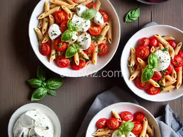 Penne with Fresh Tomatoes, Basil, and Fresh Mozzarella