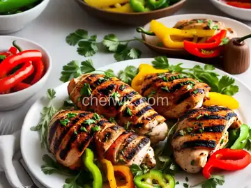 Peppers Stuffed with Grilled Chicken and Rice