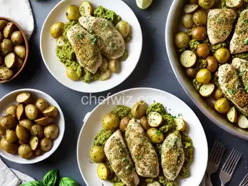 Pesto Chicken and Potatoes in Parchment Packets