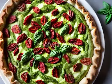 Pesto, Goat Cheese, and Sun-dried Tomatoes Quiche