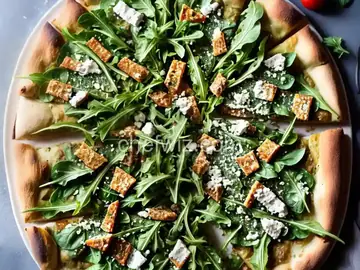 Pesto Pizza with Fresh Arugula and Parmesan