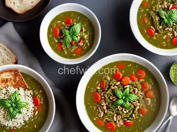 Pesto Rice & Bean Soup