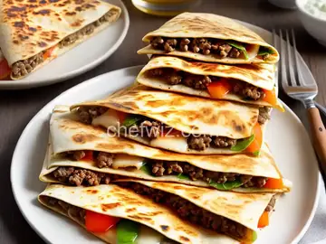 Philly Ground Beef Quesadillas