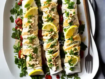 Phyllo-Wrapped Halibut Fillets with Lemon Scallion Sauce