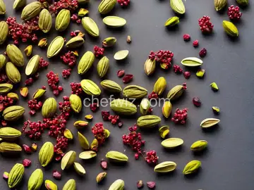 Pistachio, Pink Peppercorn, and Currant Bark
